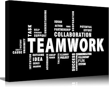 Inspirational Teamwork Canvas Wall Art Home Office Wall Decor Picture Minimalist Team Work Inspirational Quotes Poster Print for Living Room Bedroom Office Man Cave Decoration Ready To Han