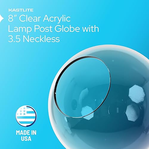 Miniatura 6 de KastLite Globo de poste de lámpara de acrílico transparente de 8 pulgadas, textura suave con apertura sin cuello de 3.5 pulgadas, fabricado en los
