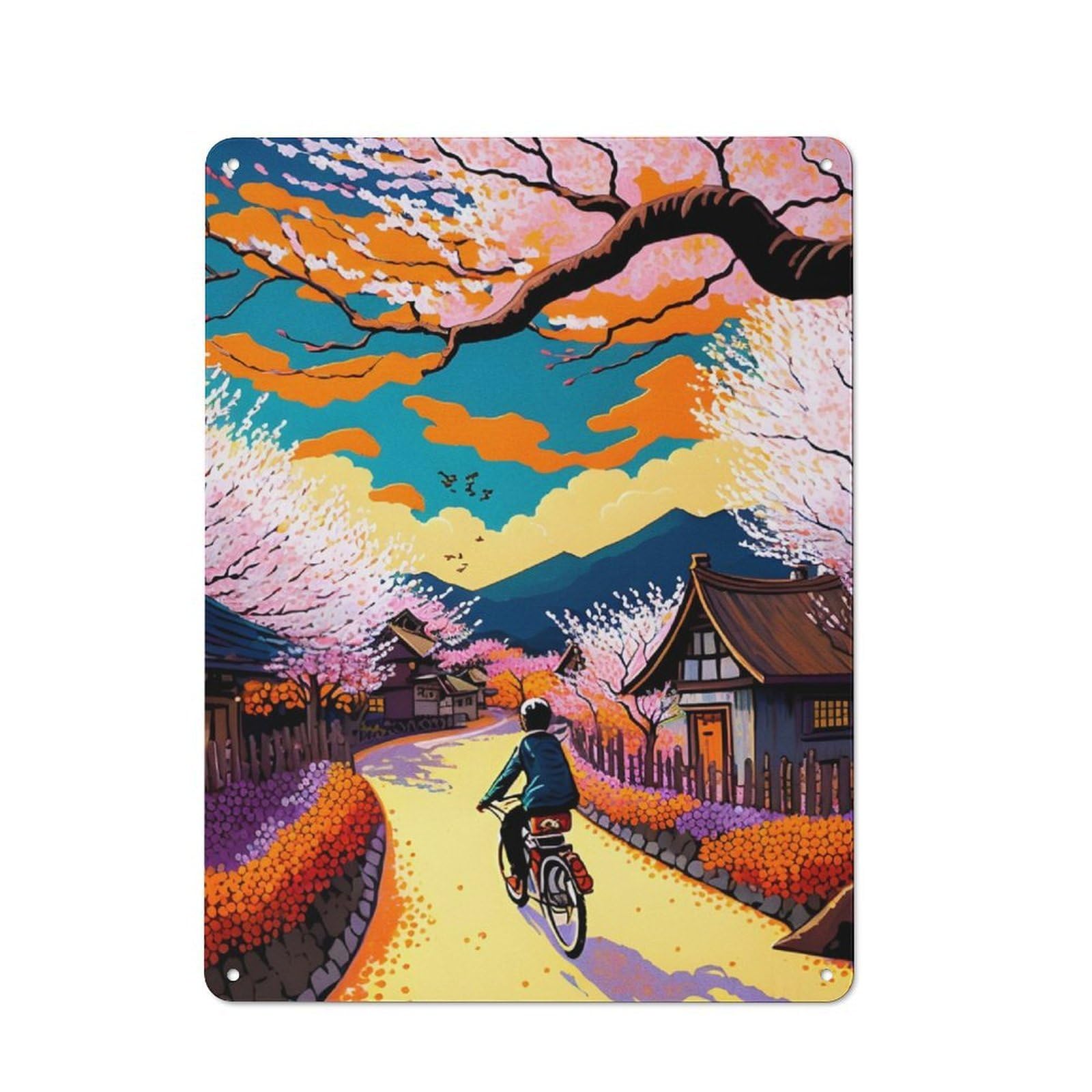 Junmoney Ride A Bicycle 2 Rustic Metal Sign 40X30cm Featuring For Living Room Wall, For Vintage Wall Decor Fans, For Metal Sign Collectors