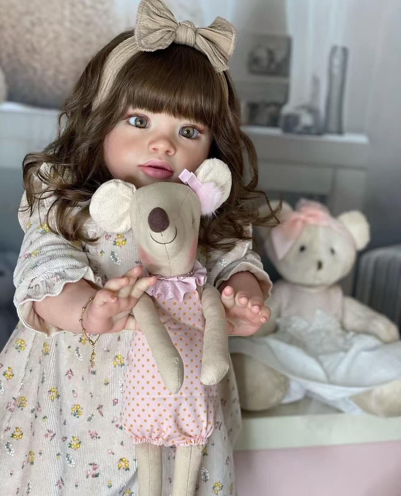 RXDOLL Duże lalki Reborn maluch Pippa 66 cali 66 cm Reborn Baby Dolls Open Eyes Realistyczne Reborn Baby Girl miękka tkanina winylowa ciało noworodka lalka lalka zabawka zestaw prezent dla dzieci w