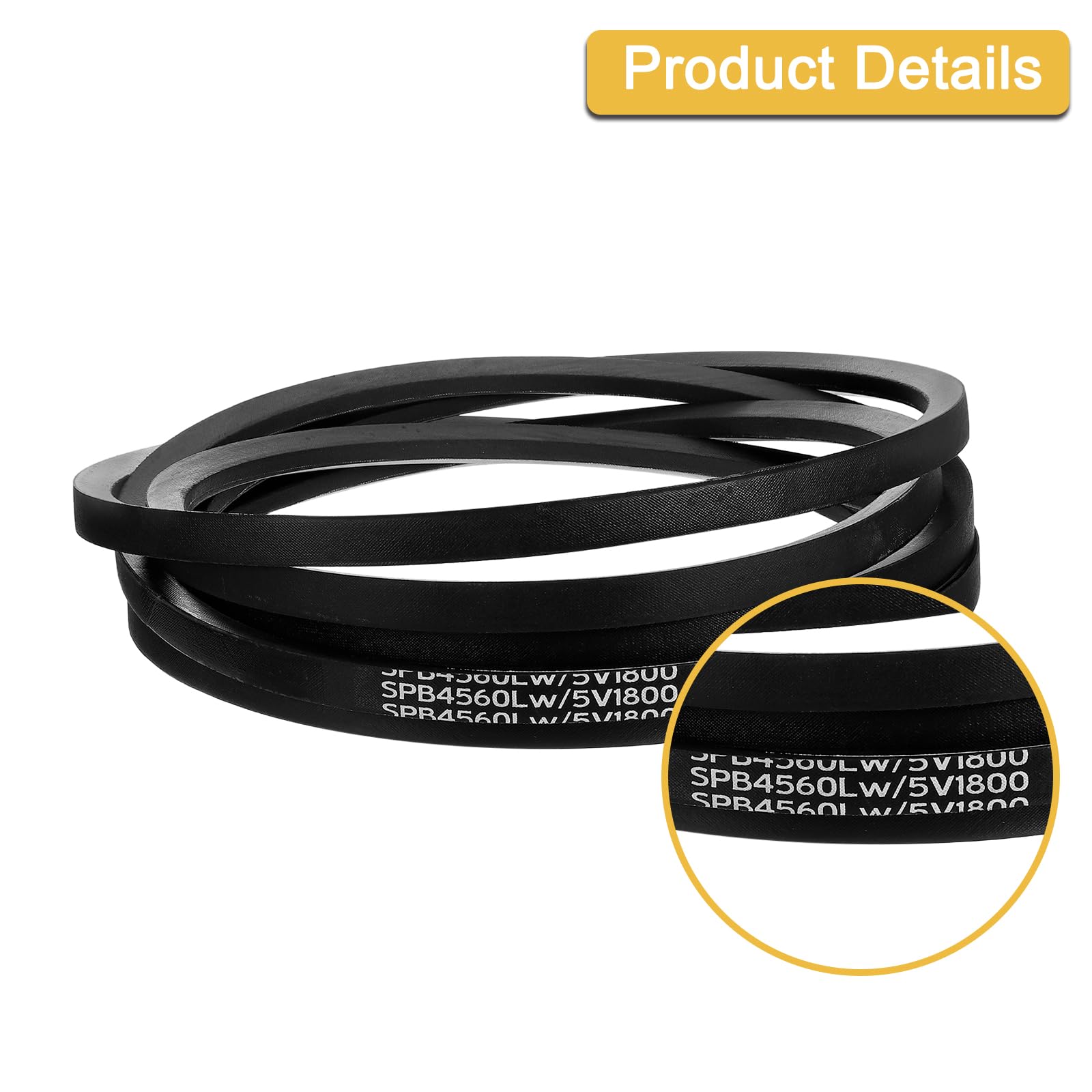 QUARKZMAN 5V1800 Cinghia a V, Cinghia in Gomma Classica Avvolta 180" Circonferenza Esterna x 0.62" Larghezza x 0.53" Altezza per Attrezzature Industriali, Nera