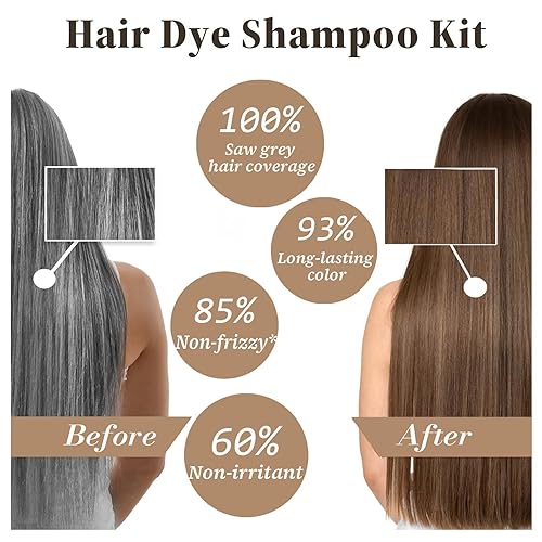 Miniatura 8 de Champú de tinte para el cabello marrón cereza 3 en 1, cobertura de cabello gris para mujeres, champú marrón rojizo mágico en minutos, el color