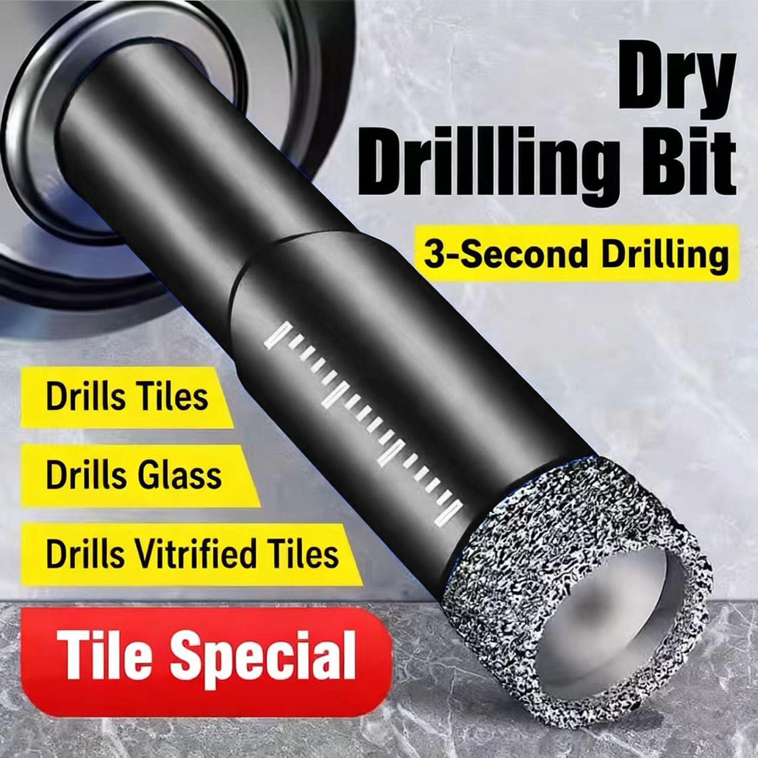 プレミアムダイヤモンドビット10点セット - 精密穴あけ用マルチツール 磁器、セラミック、ガラス、大理石(黒、10個)