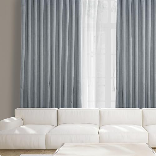 Miniatura 4 de HPD Half Price Drapes - Cortina de lino sintético para oscurecer la habitación, extraanchas, para dormitoriosala de estar, 1 panel, 100 pulgadas de