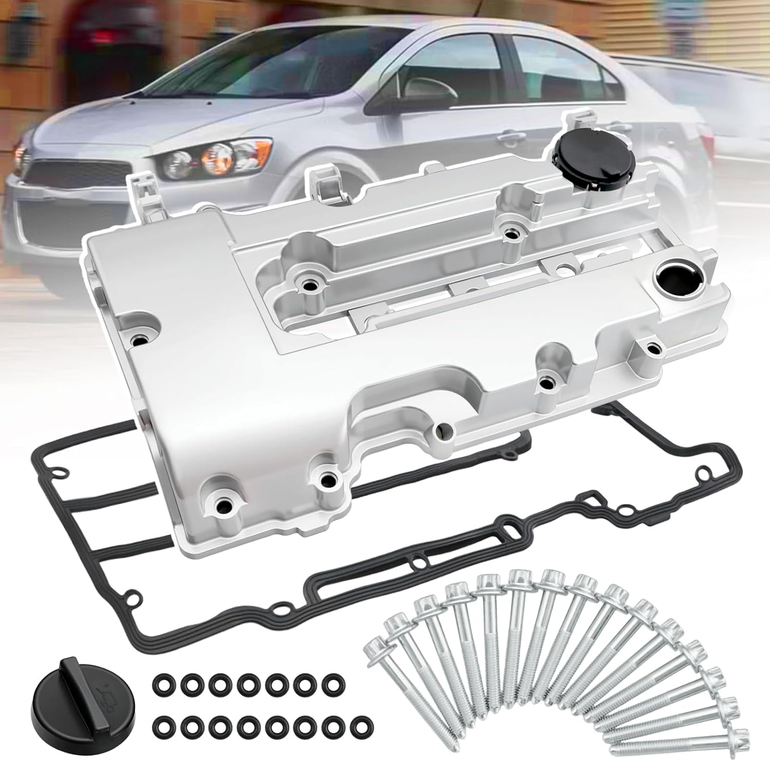 55573746 Aluminum Engine Valve Cover (W/Gasket Bolts) Fit for 2011-2020 Chevrolet Chevy Cruze Sonic Volt Trax Buick Encore Cadillac ELR L4 Replaces Replaces # 25198874 264-968