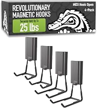 GATOR MAGNETICS MIDI 2.5 & 4" Open Hooks, 25 lb Heavy Duty Magnetic Hooks for Steel Surfaces, Patented Easy-Release, Non-Slip Grip – Storage & Organization, Garage, Shed, Home, Cleaning Tools -4 Pack