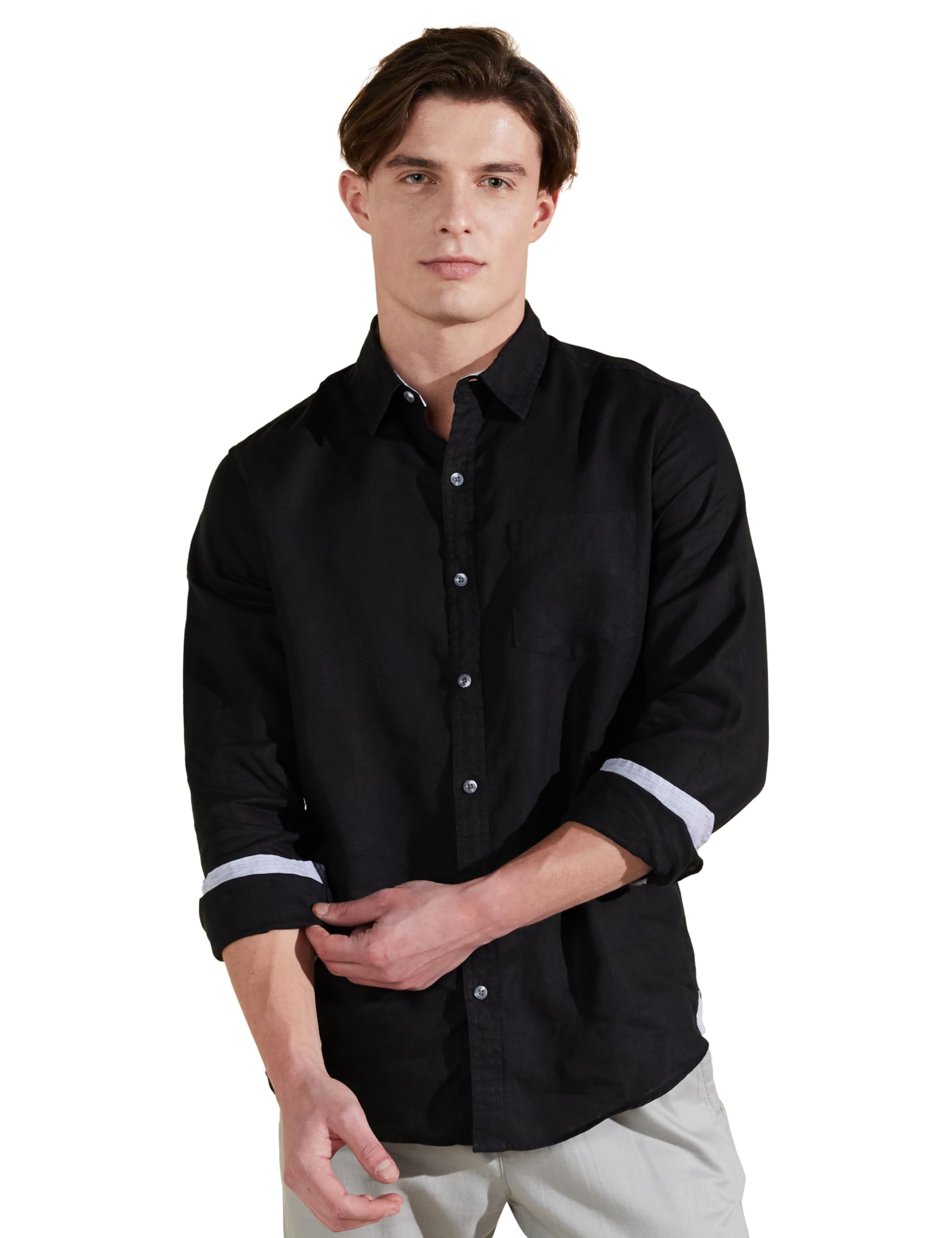 Symbol Premium Men's Pure Linen Solid Casual Shirt (Regular Fit)