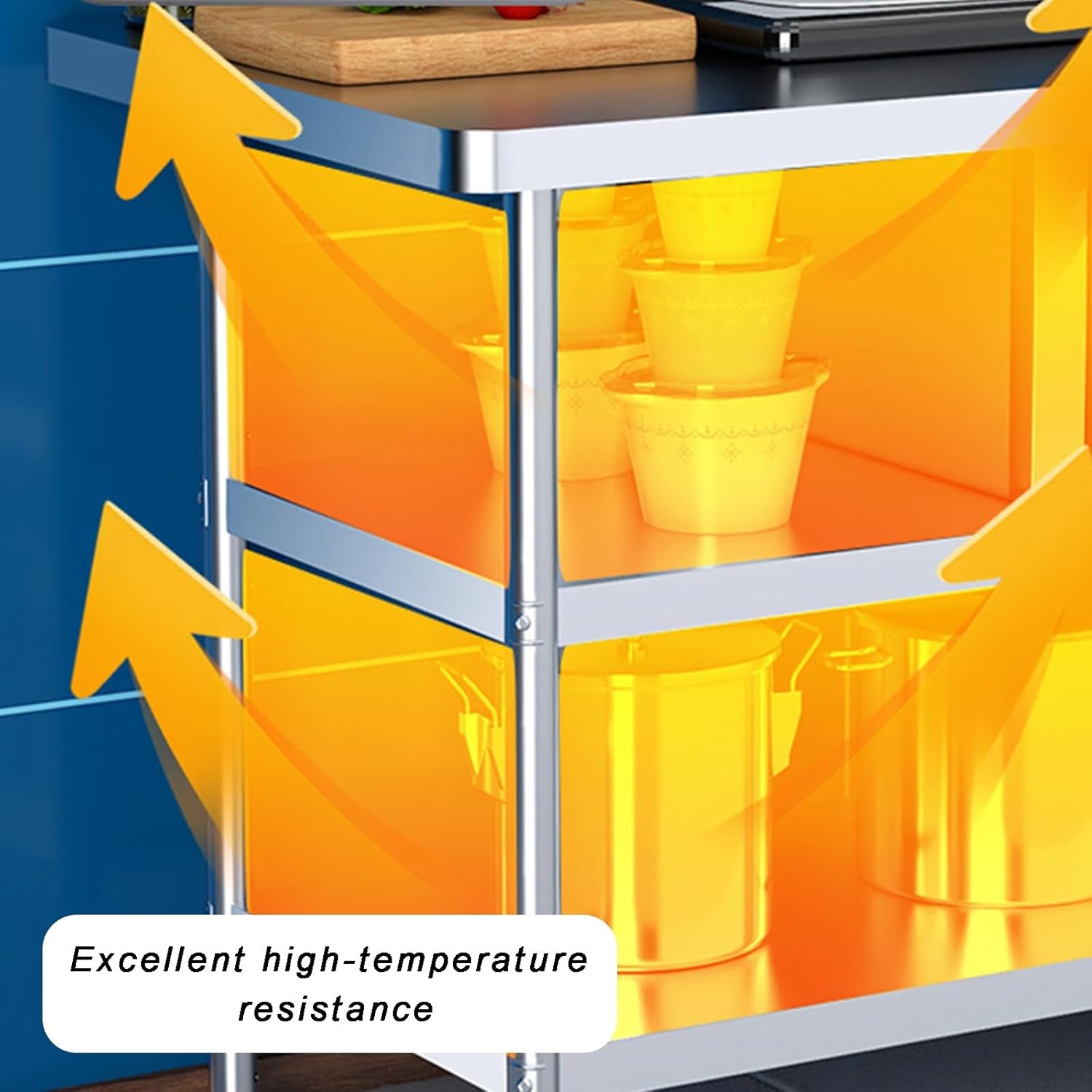 Double-Thickness Stainless Steel Work Table Height 31.5" Kitchen Workbench Rounded Corners Adjustable Feet 200kg Load Ability Multi-Purpose Storage Platform