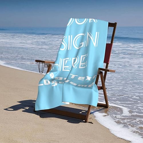 Miniatura 6 de Toalla de playa personalizada para adultos, añade tu texto, imagen, regalo personalizado, toallas de piscina de verano, toalla de baño, 31.5 x 71