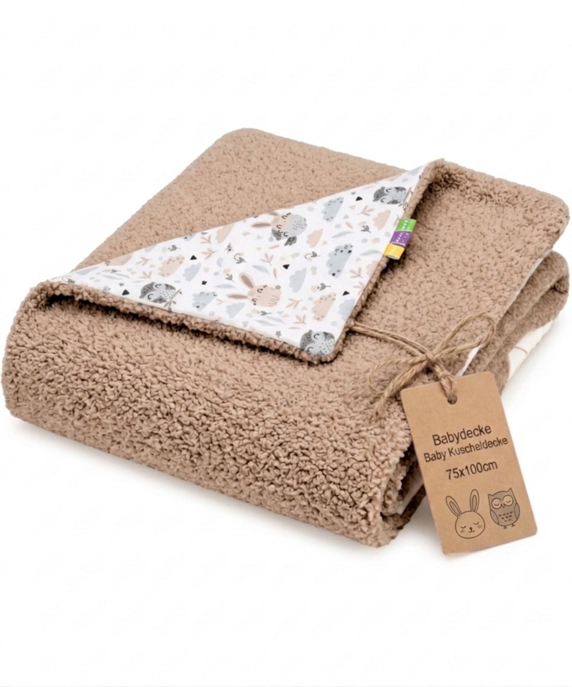 Babydecke 100x75 cm Kuschelige Kuscheldecke für Neugeborene & Babys | Bouclé Lammfell-Optik | Weiche Schmusedecke | Antiallergen & Warm | Ideal für Kinderwagen & Wiege