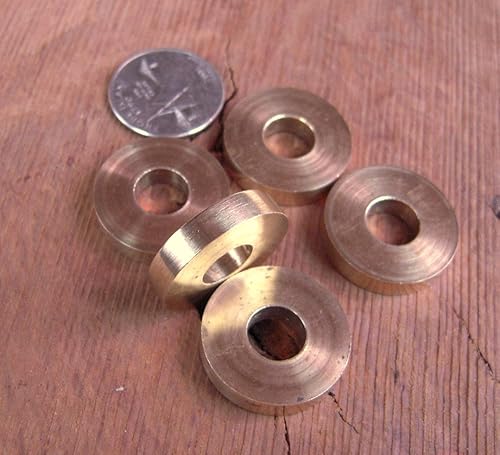 Miniatura 6 de JWL (5) Arandelas de freno de caña de latón macizo de 1 pulgada de diámetro utilizadas entre la manija de caña y el eje