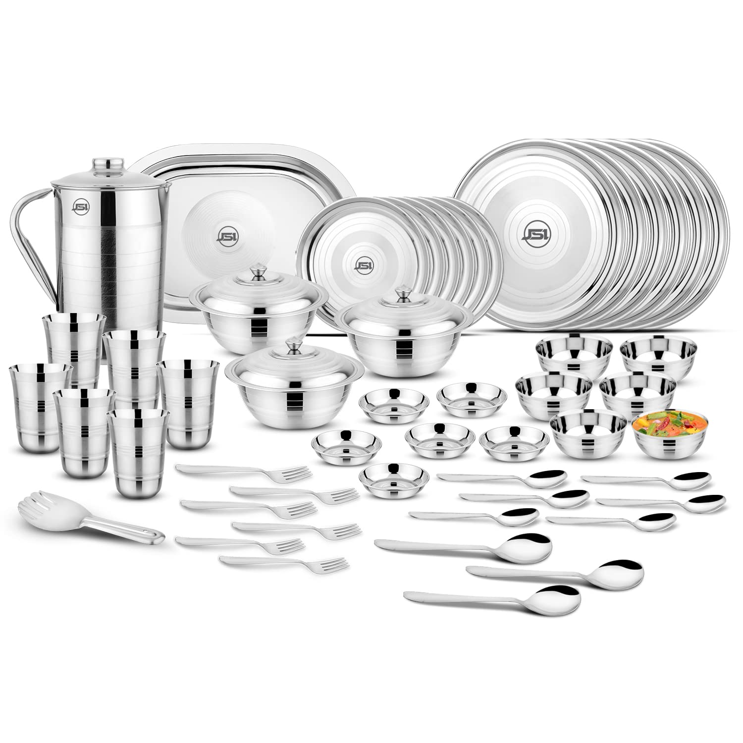 JSI Stainless Steel Dinner Set for Kitchen, Pack of 51 Pieces Heavy