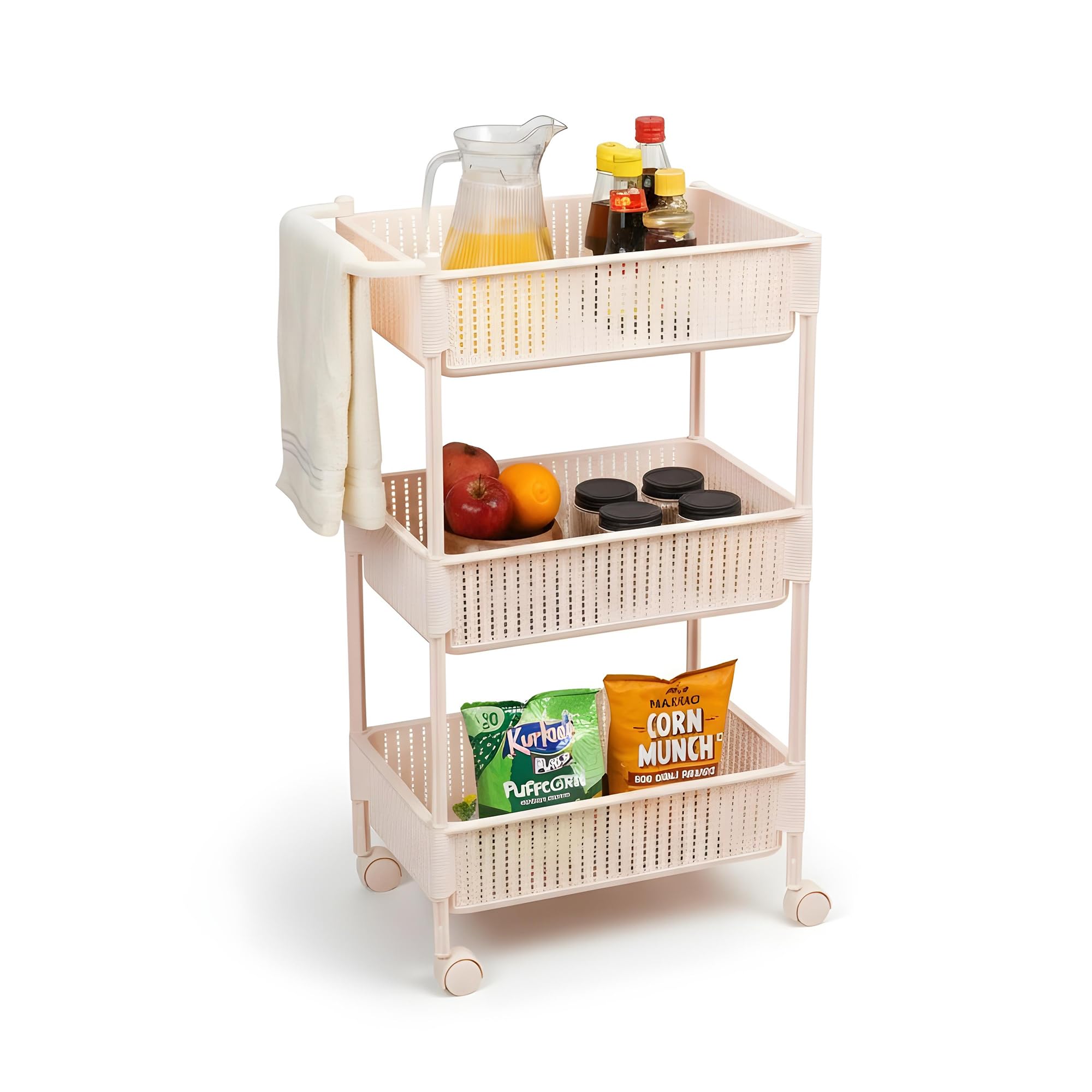 Nayasa Rope Multipurpose Foldable Trolley Basket with Wheels_Ivory (NP4525_IVORY)-image-14