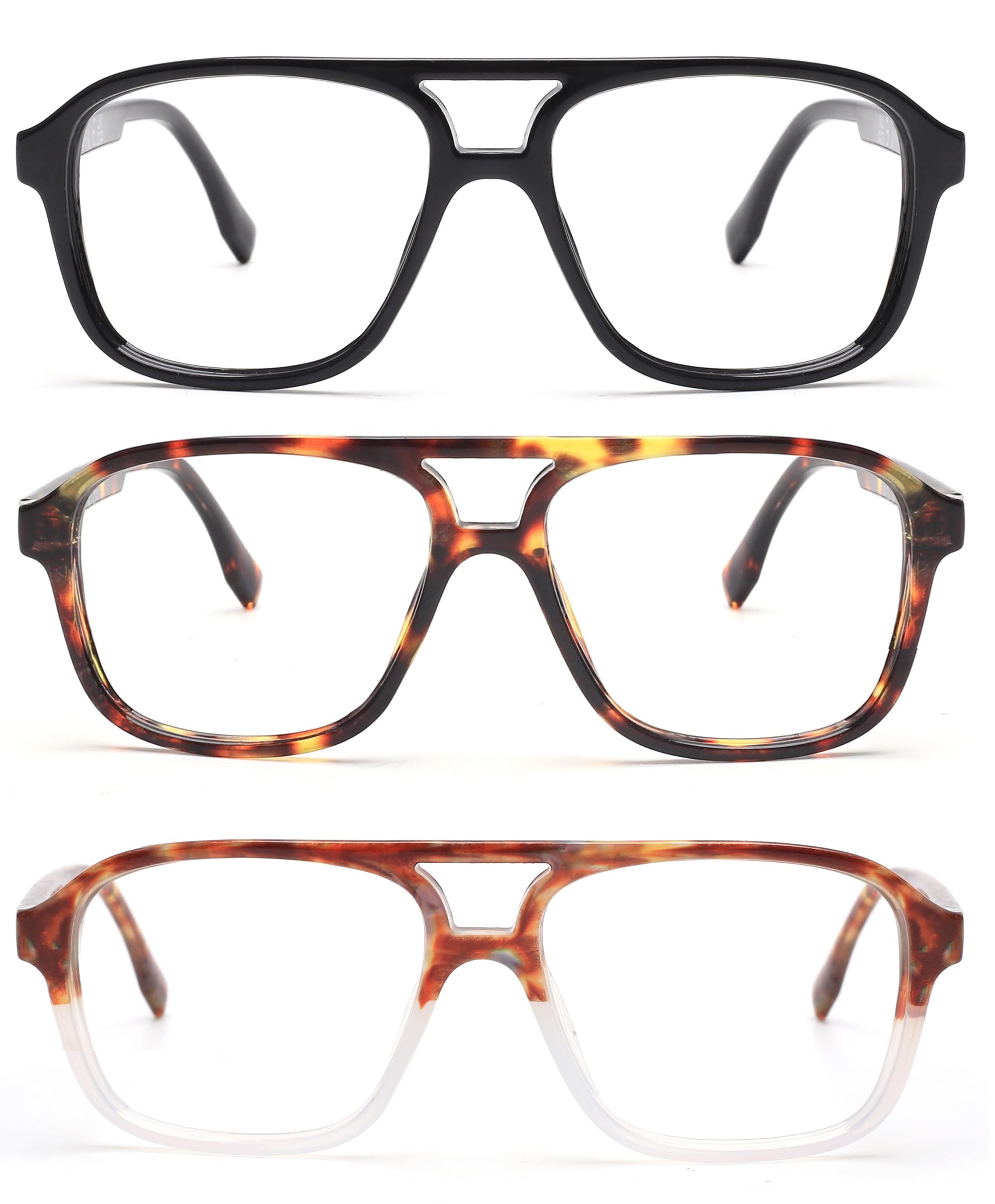 JM 3 Pack Classic Reading Glasses for Women Men Square Blue Light Blocking Readers +2.5, 3 Pack Mixed, 55-16-145 - Image 2