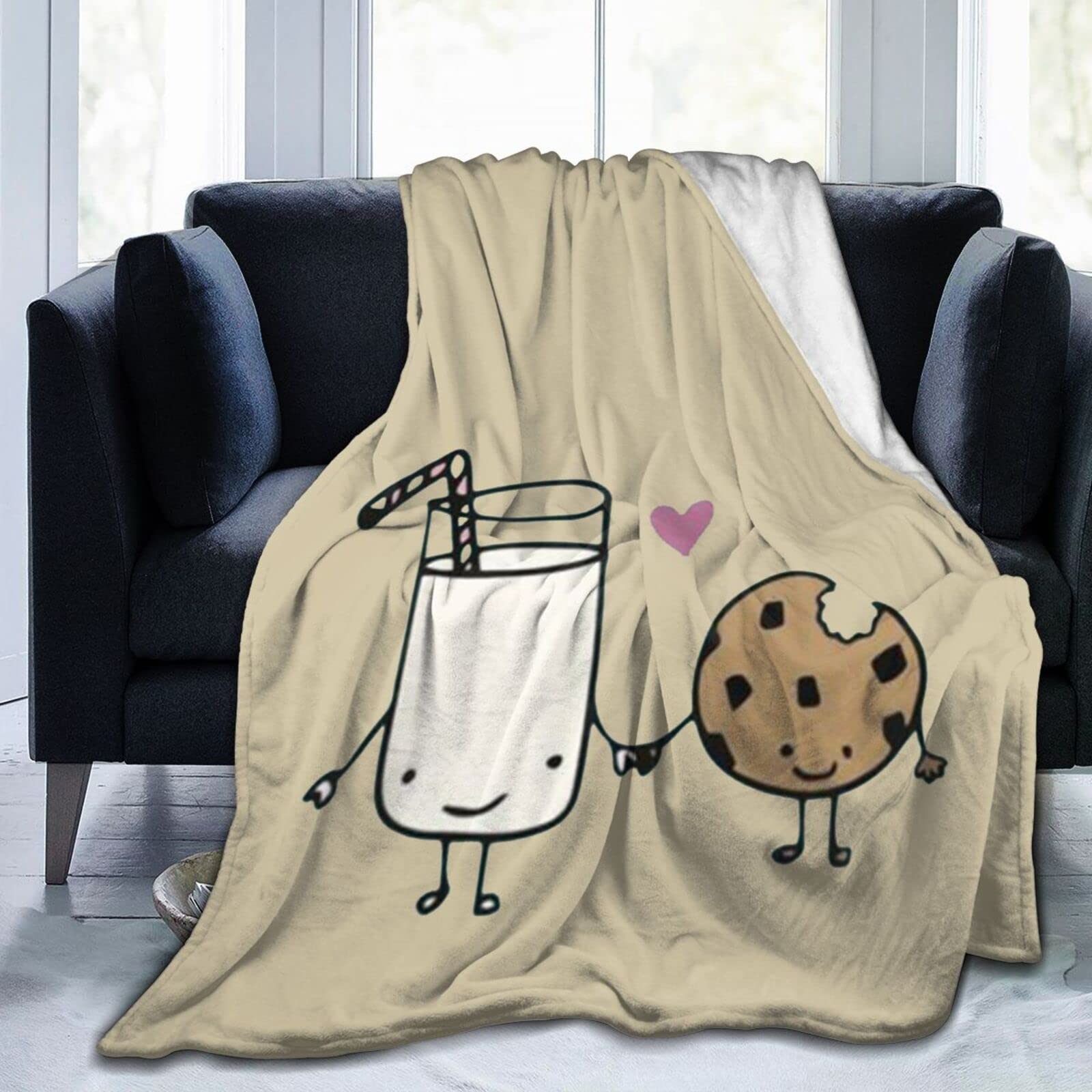 Milk and Cookies Blanket Multi-Size Super Soft Flannel Blanket Super Soft Warm Comfortable