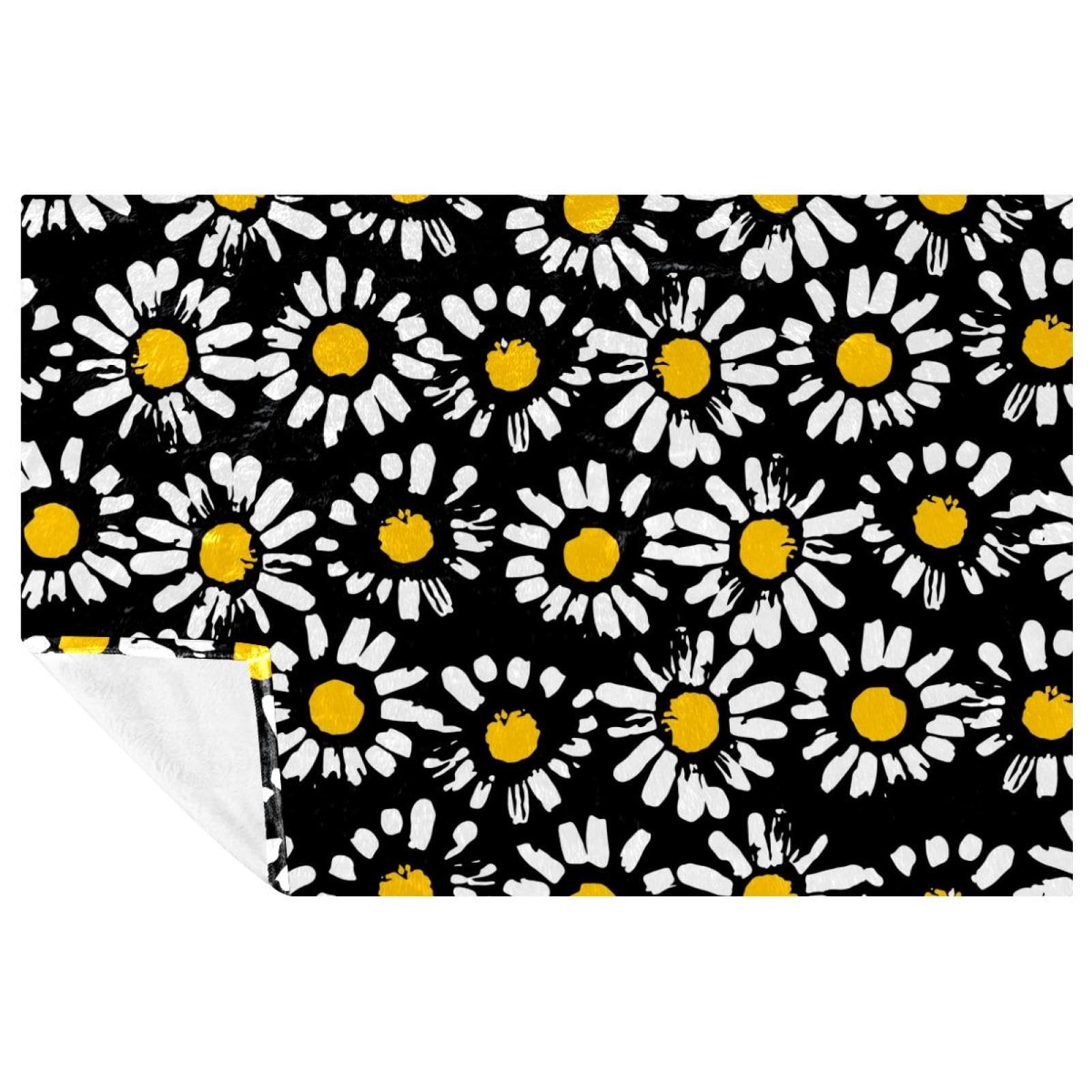 Couverture imprimé floral haut de gamme plaid camomille au toucher soyeux pour lit moderne