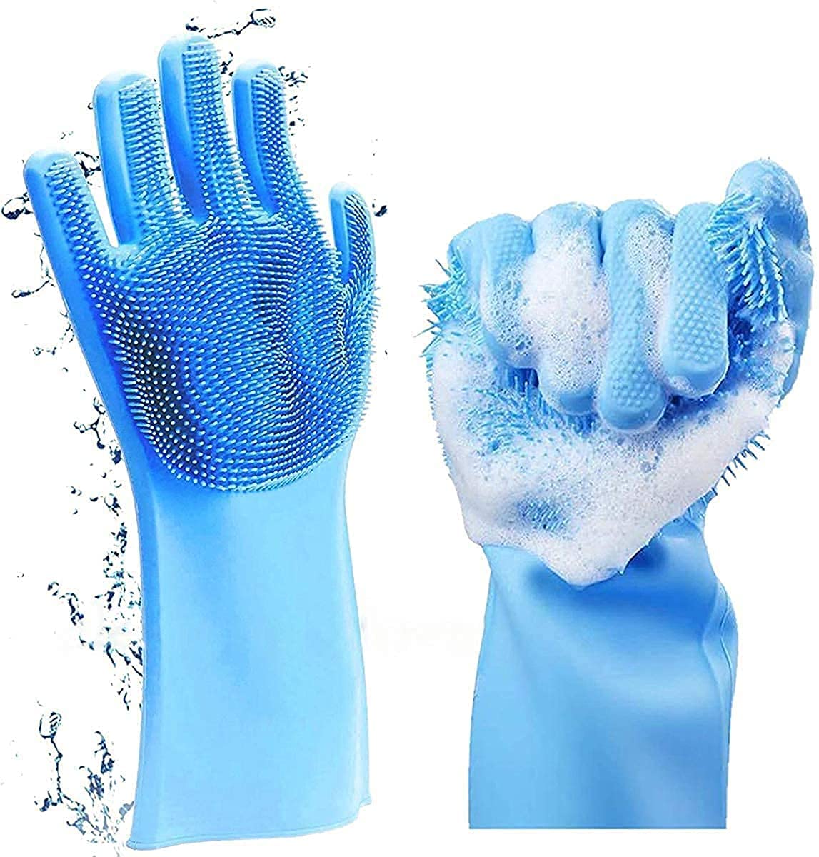 Hriman Silicone Cleaning Hand Gloves For Kitchen Dishwashing And Pet Grooming, Washing Dish, Car, Bathroom (Multicolour) 1 Pair, Pack of 1 (B09MYQNKSJ) Amazon Price History, Amazon Price Tracker