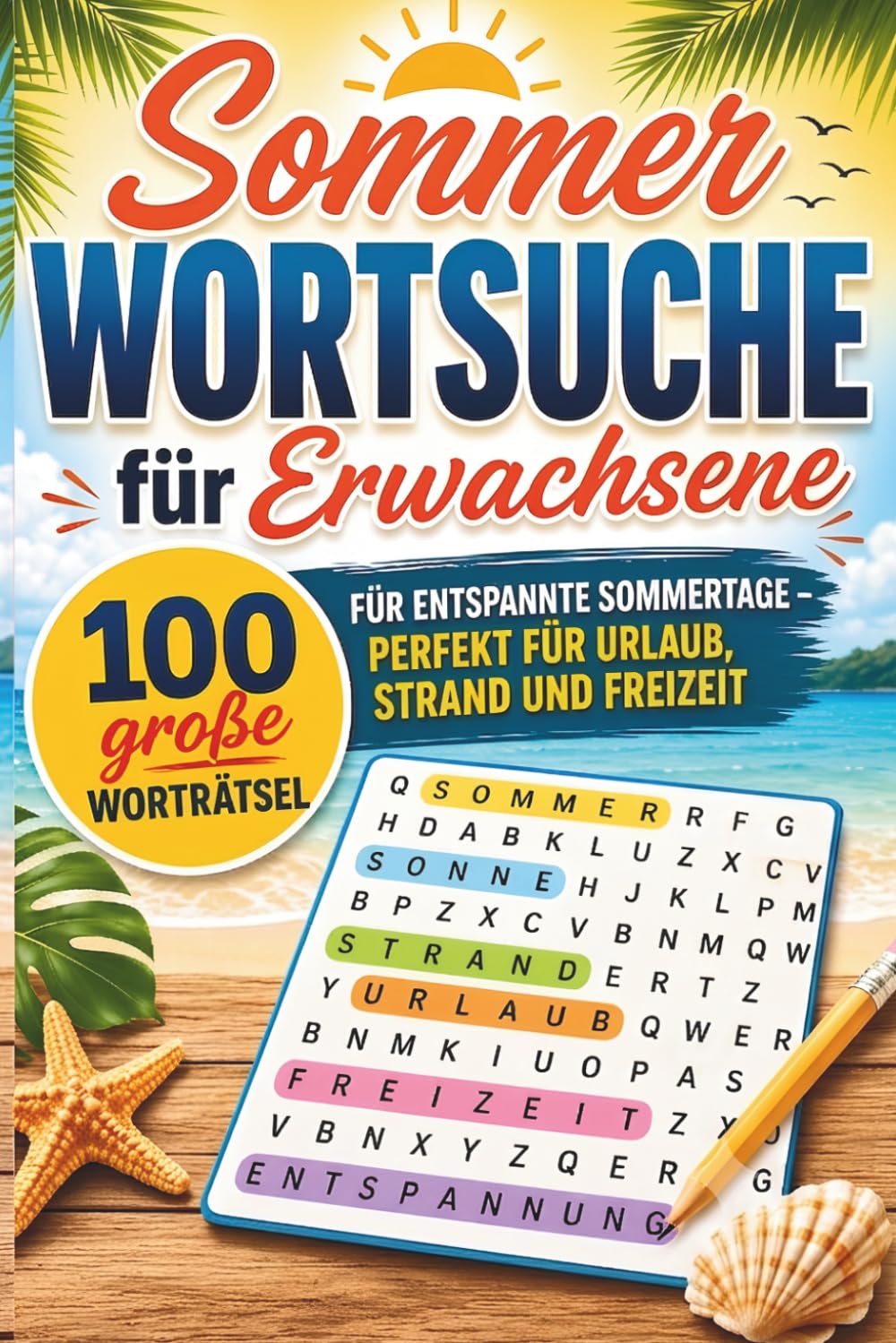 Sommer Wortsuche für Erwachsene: 100 große Worträtsel für entspannte Sommertage – Perfekt für Urlaub, Strand und Freizeit