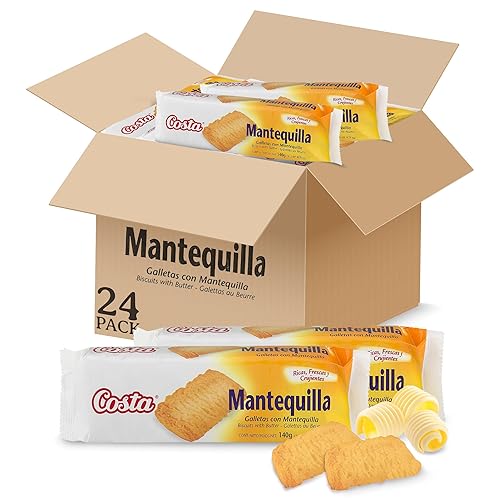 Costa Galletas de mantequilla  Galletas de galletas con rico sabor a mantequilla  24 paquetes de aperitivos (4.9 onzas cada uno)  Golosinas