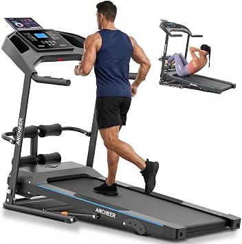 Treadmill with Incline & Sit Up Bench, Smart Treadmills for Home with Body Fat Measurement & Heart Rate Sensor,3.5HP Foldable Heavy Duty Treadmill 350 LB Capacity