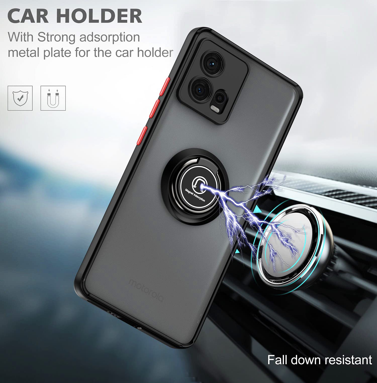 BAIDIYU Cover per Realme 11 Pro Plus, Guscio Protettivo Sottile Paraurti Silicone Morbido, Supporto Anello Dito Metallo Rotazione 360 Gradi (Montaggio Magnetico Auto)(Rosso