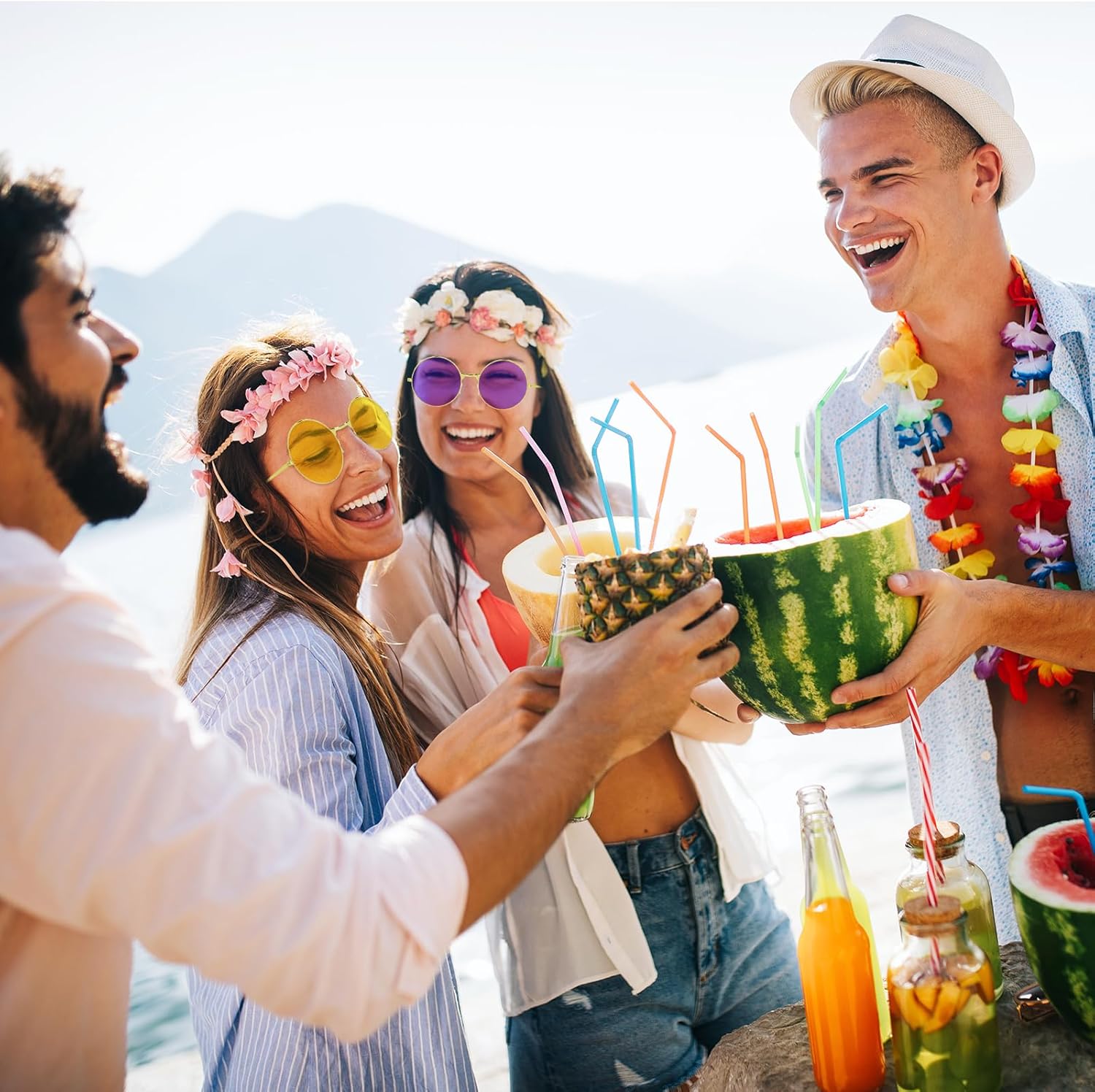 NEBURORA Round Hippie Sunglasses Metal Frame Colored Circle Glasses for Women Men 70s Retro Disco Party Accessory 8 image 5 of 6 B0D2TBB8NV