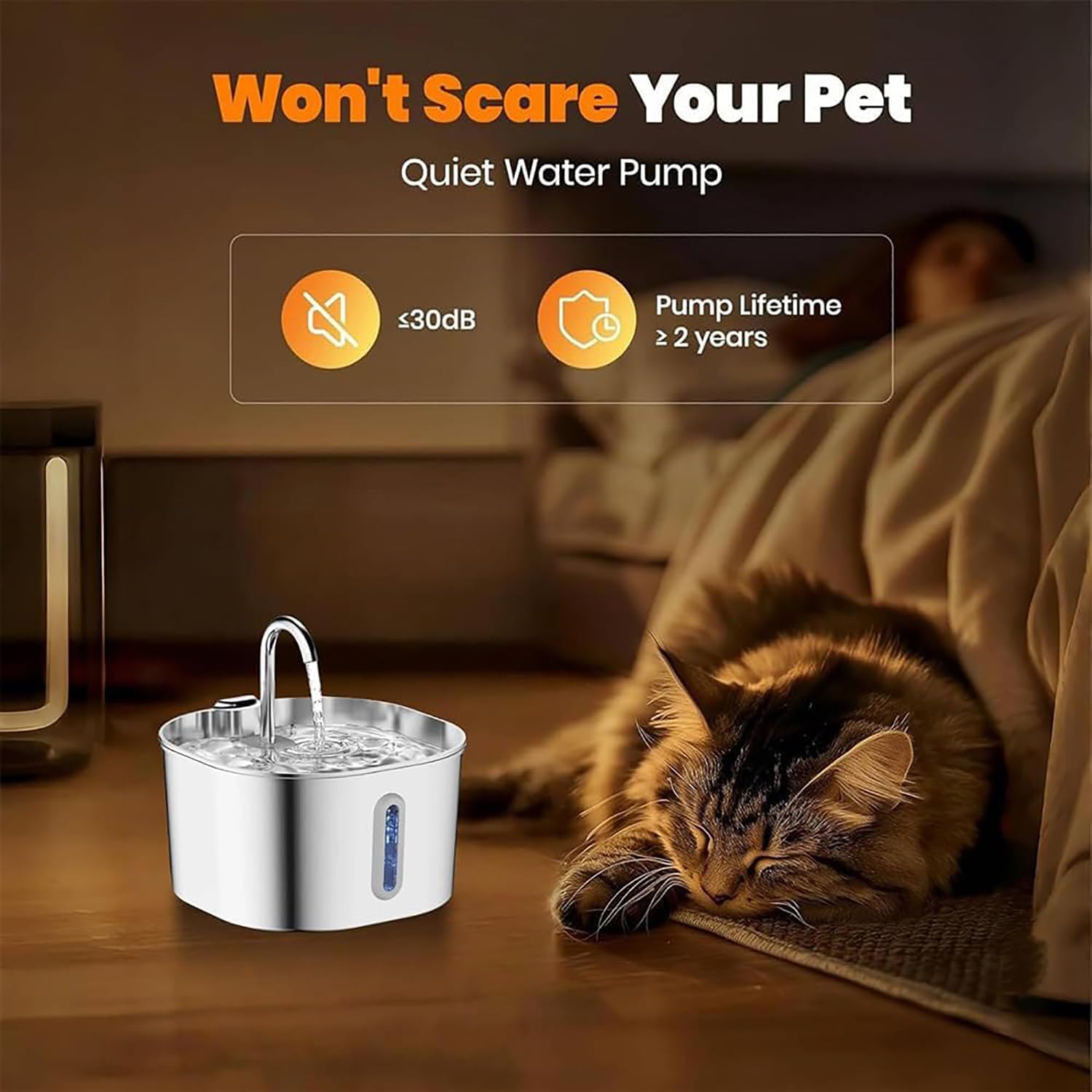 Selene - Fuente de agua para perros, filtros de agua Selene, fuente de agua visible de 2.2 L con sistema de triple filtración, bomba sumergible ultra silenciosa, viene con kits de filtros de repuesto
