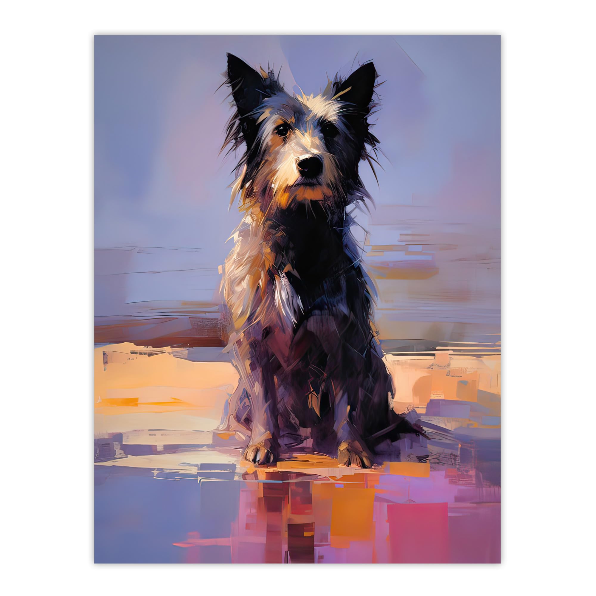 Artery8 Border Collie at the Beach Oil Painting Portrait Large Wall Art Poster Print Thick Paper 18X24 Inch
