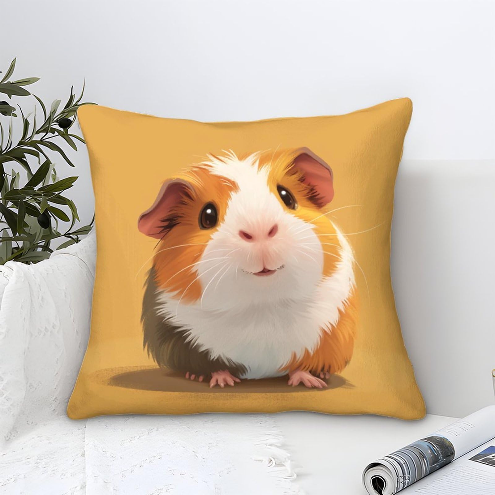 Unrxjzlvm Style-3 Guinea Pig Cushion Cover 1 Pack Decorative Machine Washable Pillowcases Square Cushions With Invisible Zipper Cushion Covers For Livingroom Sofa Bedroom Throw Pillow Case 45X45cm