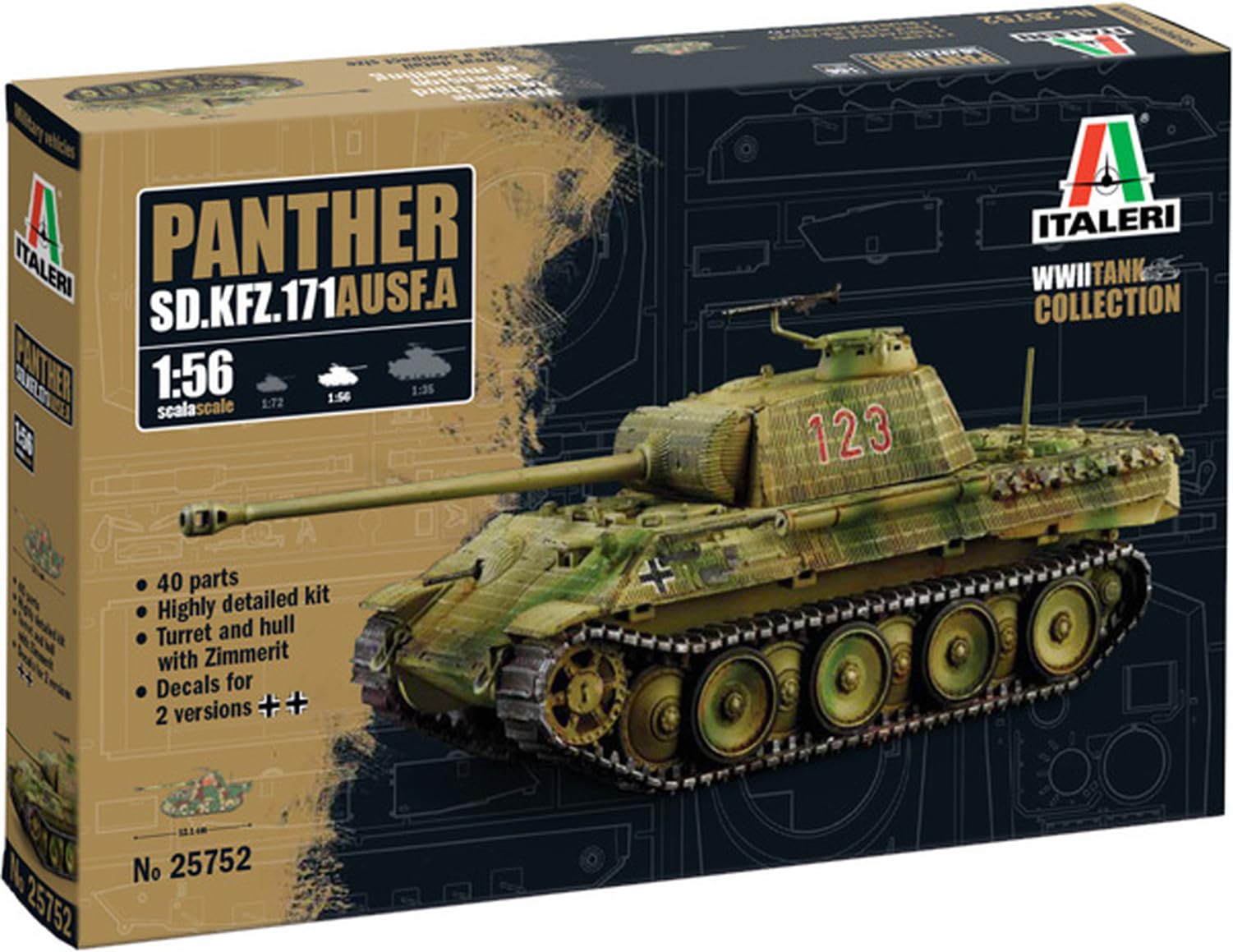 Amazon | イタレリ(ITALERI) 1/56 WW2 ドイツ Sd.Kfz.171 パンター戦車