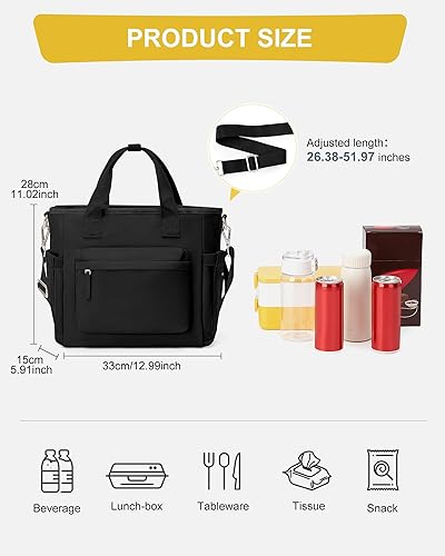 Miniatura 2 de UPPACK Bolsa de almuerzo aislada para mujer, bolsa de almuerzo grande con correa para el hombro, lonchera para adultos, bolsas de almuerzo frescas