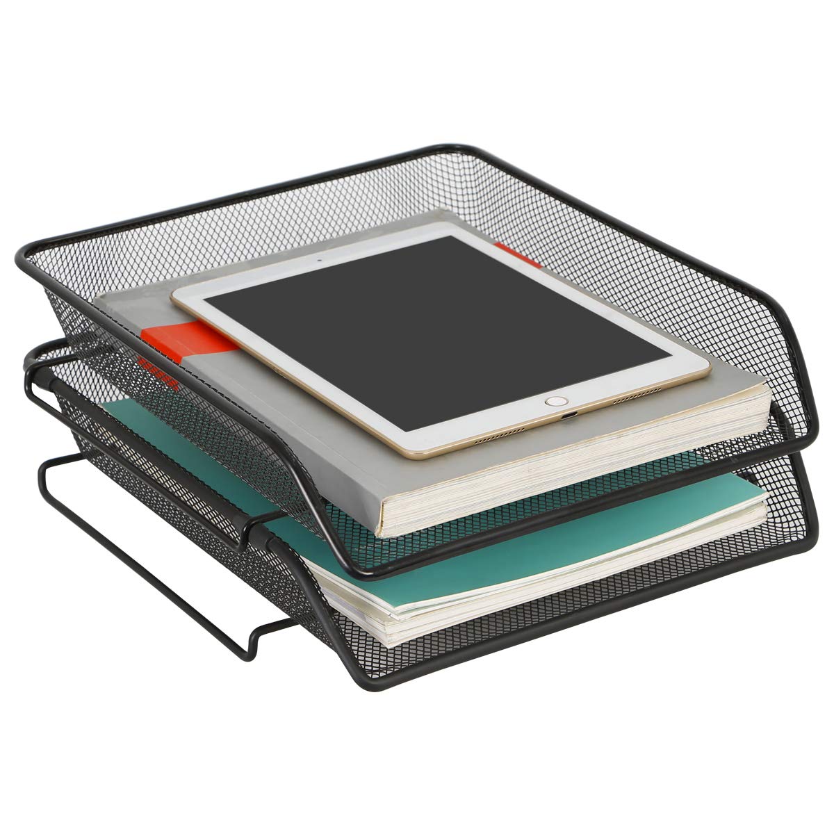 DESIGNA Stackable Metal Mesh Desk Trays, 2 Tier Paper Tray File