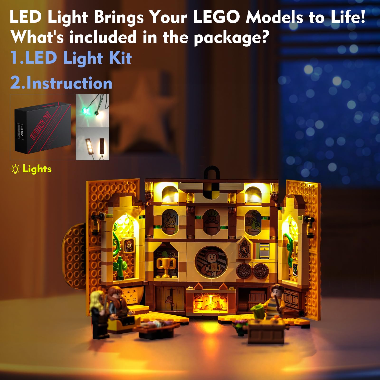 Kit di luci per striscione Lego Tassorosso House, set di illuminazione per Lego 76412 Harry Potter Hufflepuff House Banner - Modelli non inclusi, solo kit di luci (76412-Tassorosso)