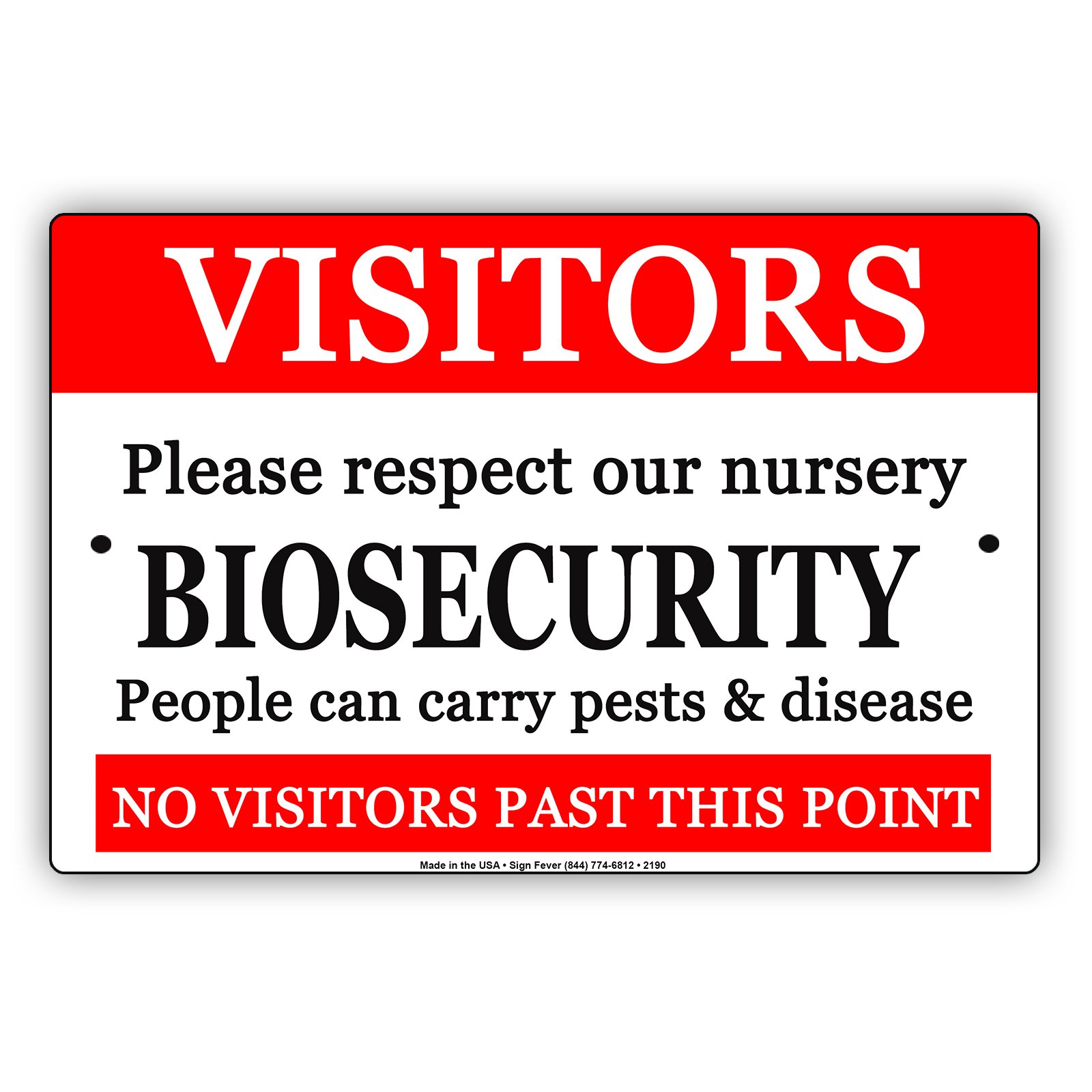 Yelacecca Tin Sign A116945 Metal Road Sign Visitors Please Respect Biosecurity People Carry Pests & Disease No Visitors Past This Point Caution Warning Notice Tin Metal Tin Sign Plate Warning Sign 12" X 8"