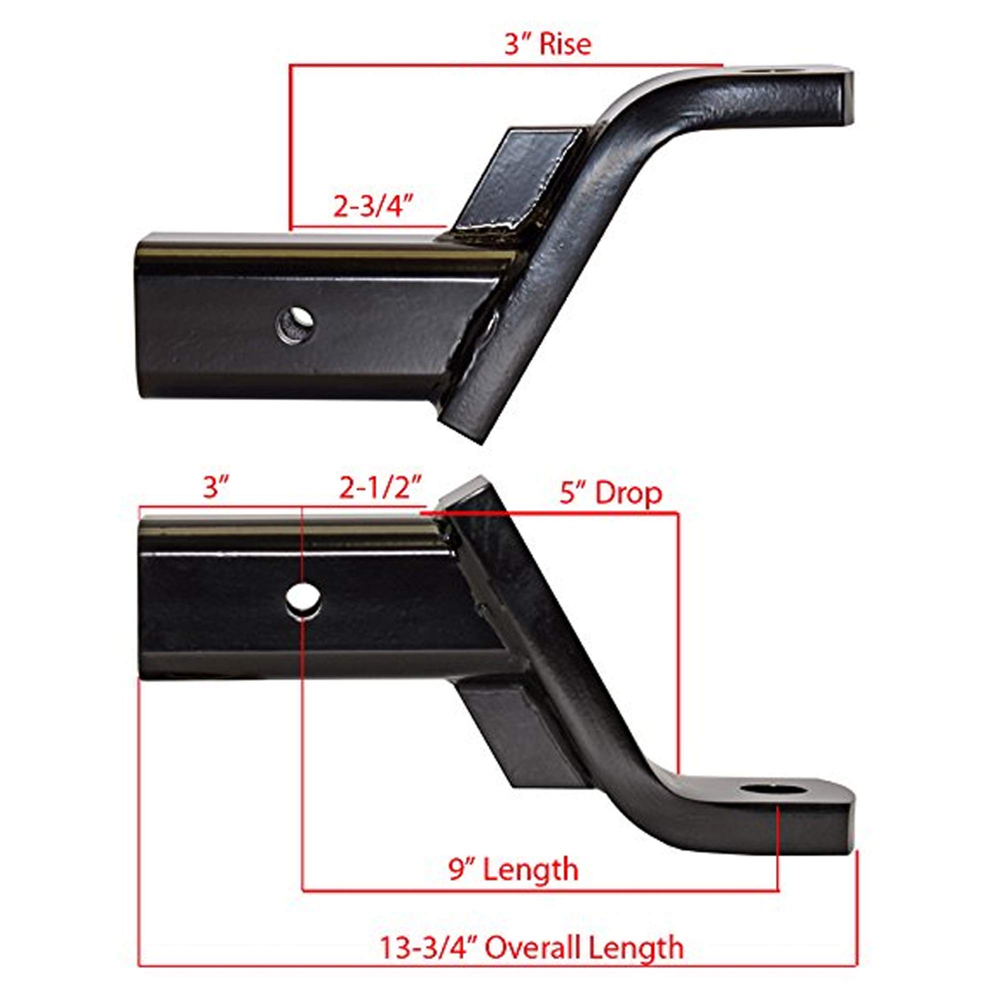 RIGID HITCH INCORPORATED Class V Hitch Ball Mount (HUB-33509) Fits 3 Inch Ford OEM Hitches - 21,000 lbs, 5-Inch Drop, Black Steel