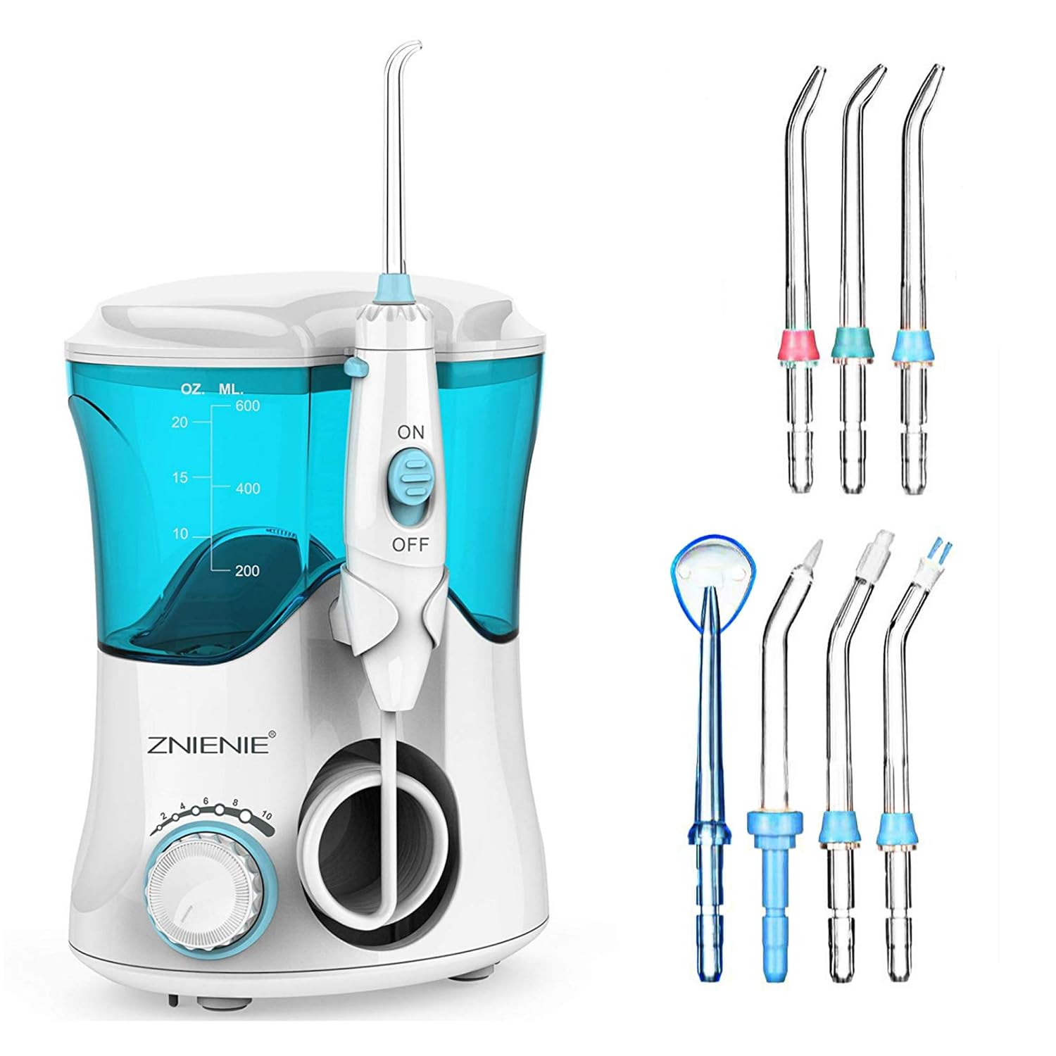 Silver Fork Water Flosser 10 Pressure Settings Oral Irrigator Anti Leakage Teeth Cleaner with 7 Multifunctional Tips 600ml