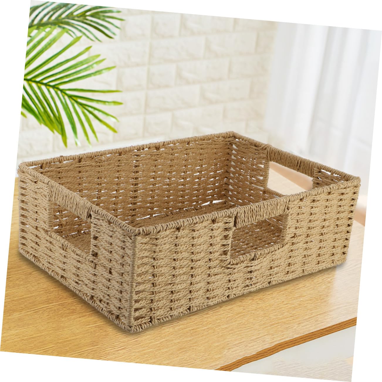 1 Stück Rattan Geflecht Aufbewahrungskorb in Beige für Kleinigkeiten | Handgefertigte Flechtoptik, als Schreibtischkorb Nutzbar, Kompakte Lösung für Haushalt und Büro