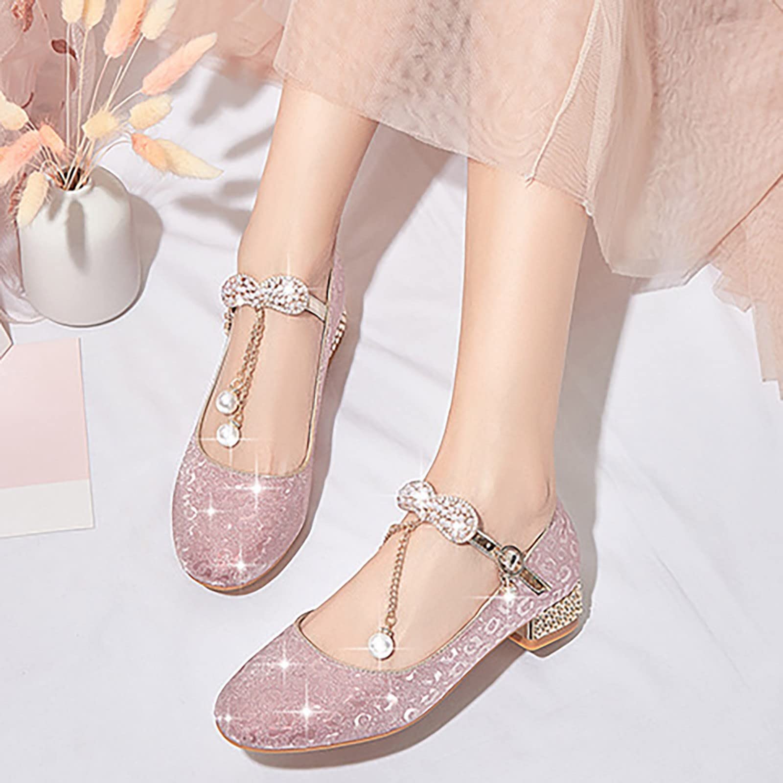 Scarpe in Pelle con Paillettes Sandali Bambino Estive Ciabatte Bambina Estivi Da Spiaggia Sandali Per Bambine E Ragazze Bambina Da Principessa Semi Chiuso Ciabatte Da Spiaggia