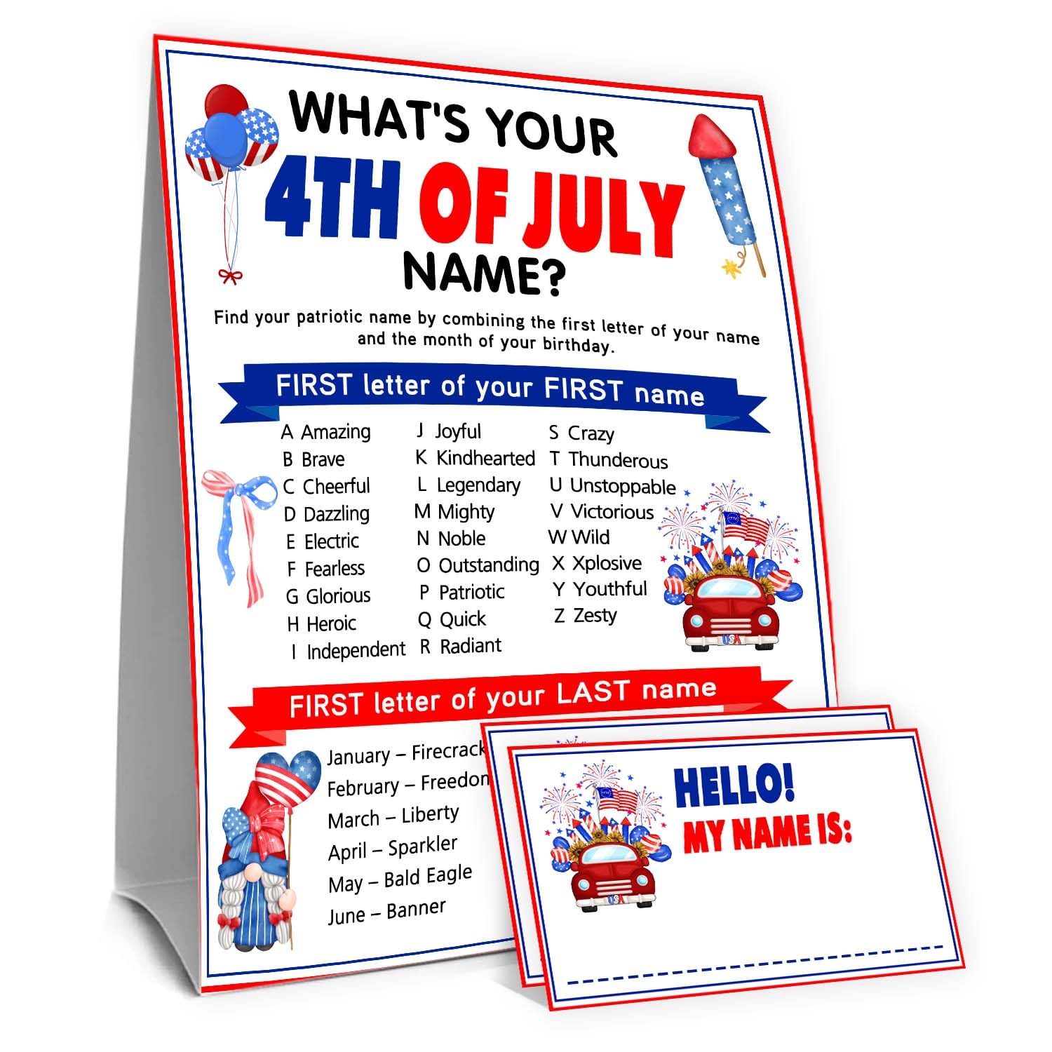 MJSXY What's Your Patriotic Name Game - party games and activities | Mubboo