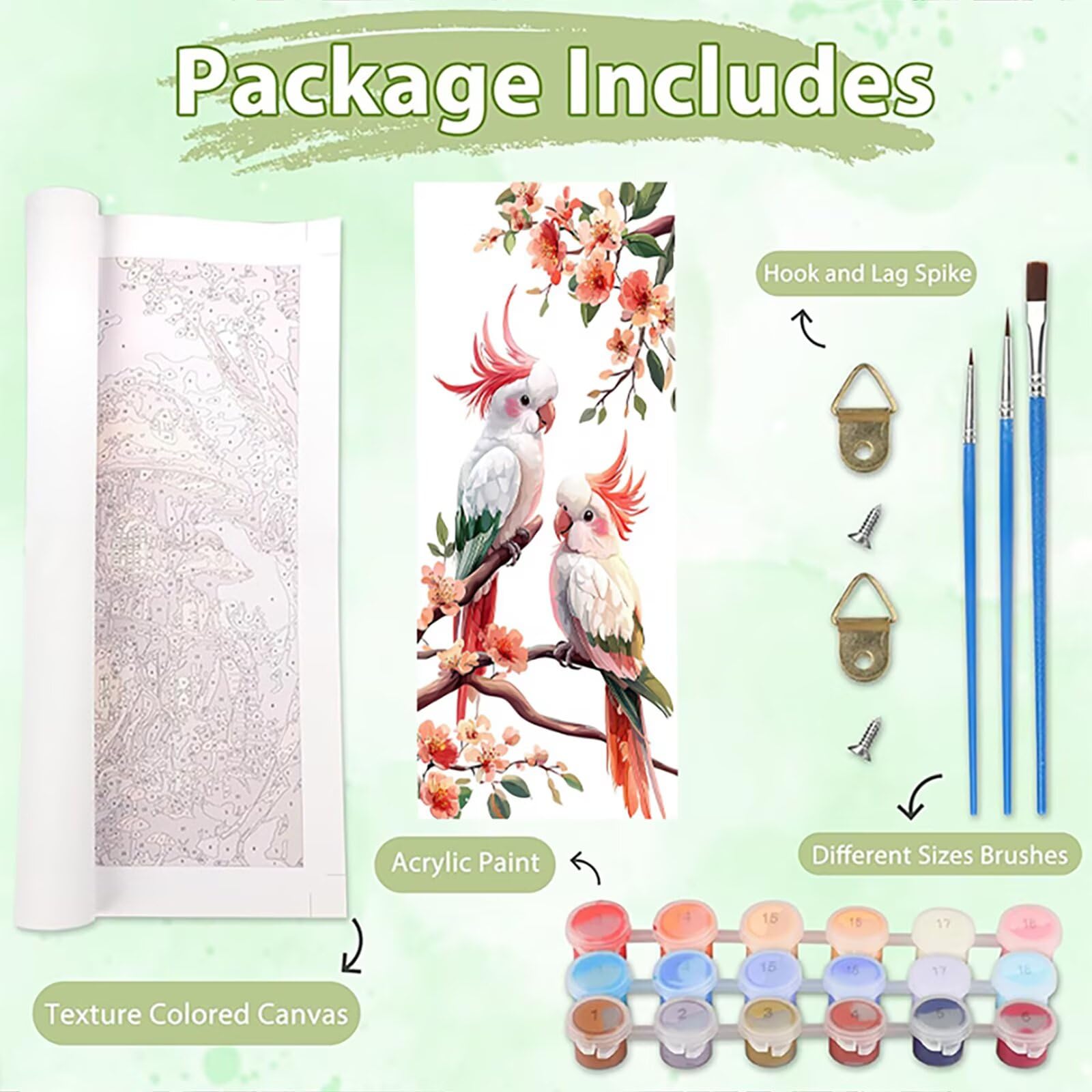 Malen Nach Zahlen 50x150cm Leinwand Tier Malen Nach Zahlen Erwachsene mit Ohne Rahmen, DIY Kreativ Set für Erwachsene mit Pinseln und Acrylfarbe, Zimmer Deko Papagei 5 Landschaft Geschenk, P0M-662
