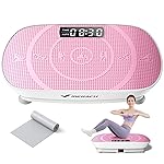 MERACH Vibration Plate Exercise Machine, Whole Body Workout Equipment for Women, Bluetooth and Silicone Pedal, Vibration Plate with Auto Mode, Vibrate Fitness Platform for Home (Pink)