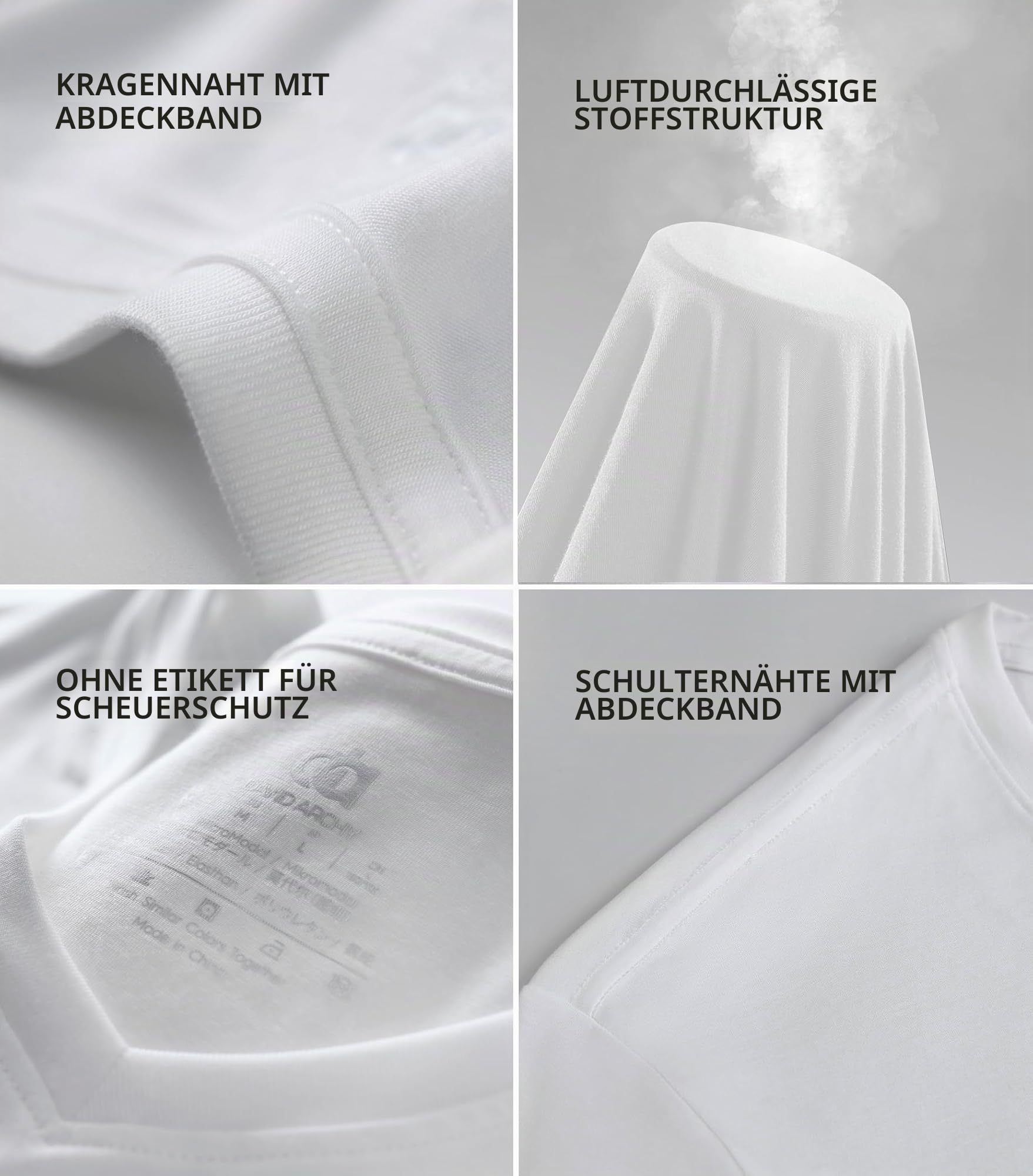 DAVID ARCHY Herren Unterhemden Business aus Micro Modal Tshirt Seidig Glatt Weich Kurzarm Atmungsaktiv Weste Unterhemd Männer 3er Pack