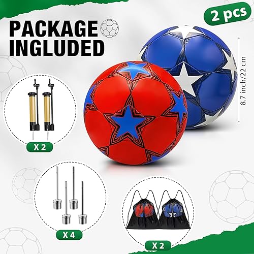 Miniatura 2 de Paquete de 2 pelotas de fútbol desinfladas de Navidad con bomba para niños, tamaño 3, tamaño 4, tamaño 5, ofertas a granel, pelotas de fútbol con