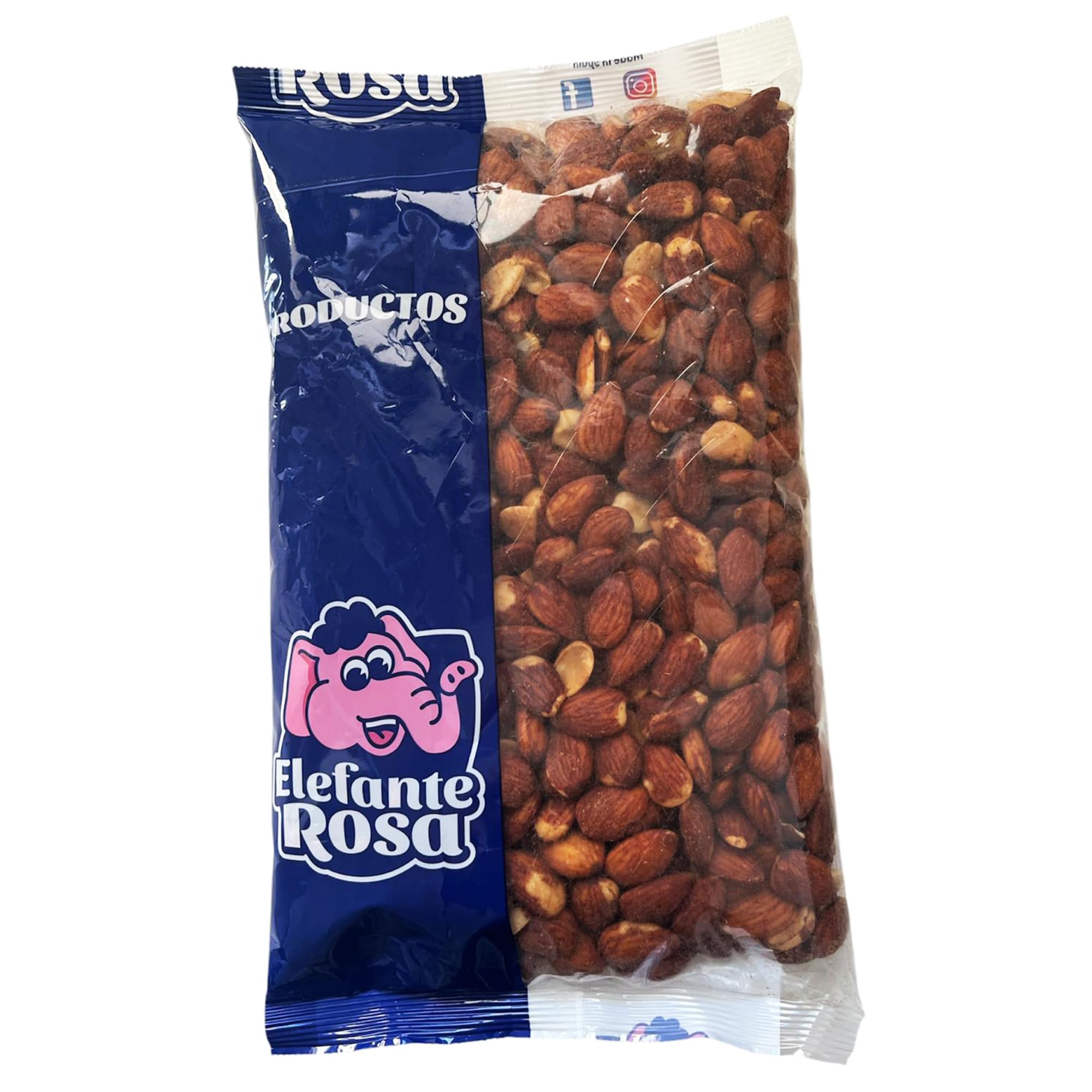 Almendras Tostadas con Piel y Sal Marina – Bolsa 1 Kg de Almendras Fritas El Elefante Rosa – Snack Saludable y Crujiente de Almendras con Sal y Frutos Secos Premium
