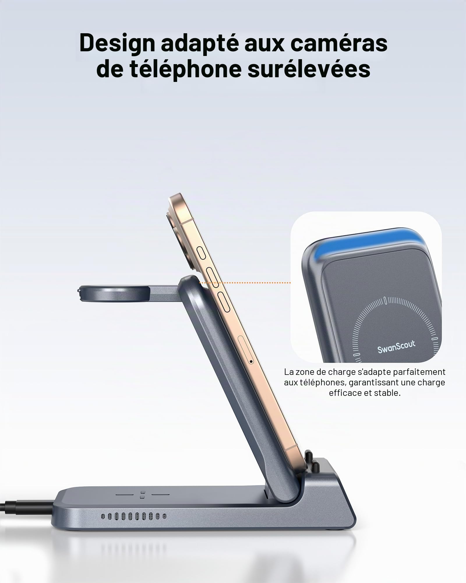 3-en-1 Pliable Chargeur Induction pour iPhone 17/Air/Apple Watch 11/Ultra 3