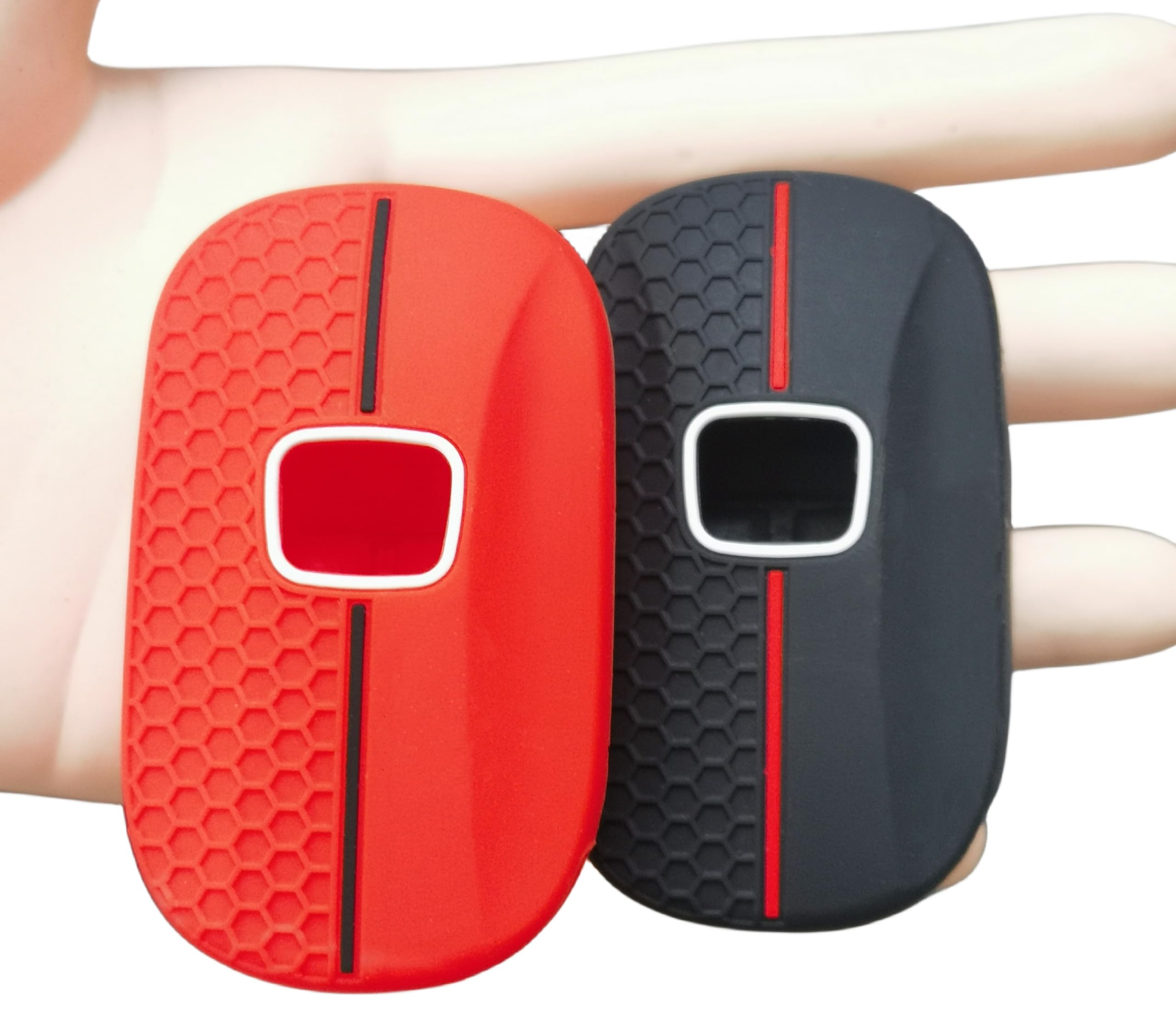 2 Fundas de Silicona para Llavero Inteligente de 5 Botones para Honda Accord Civic Pilot HR-V CR-V Sport SI EX EX-L Touring 2022 2023 2024 2025 (Negro/Rojo (a))