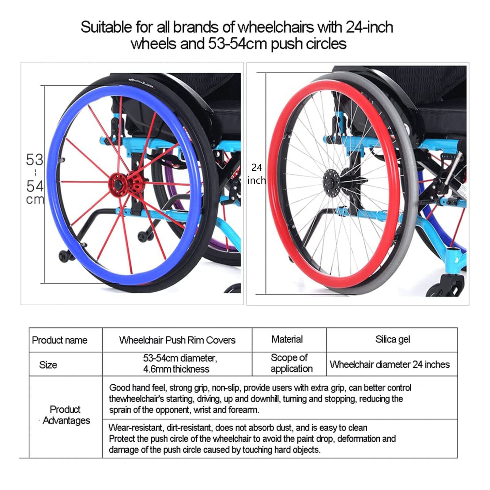 Sillas de ruedas, funda para silla de ruedas deportiva con ruedas traseras de 24 y 22 pulgadas, fundas antideslizantes y resistentes al desgaste para llantas de silla de ruedas, funda protectora par