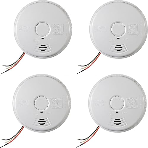 Miniatura 2 de Kidde Hardwired Smoke Detector, 10-Year Battery Backup, Interconnect, Test-Silence Button, 4 Pack &amp; Hardwired Smoke &amp; Carbon Monoxide Detector,