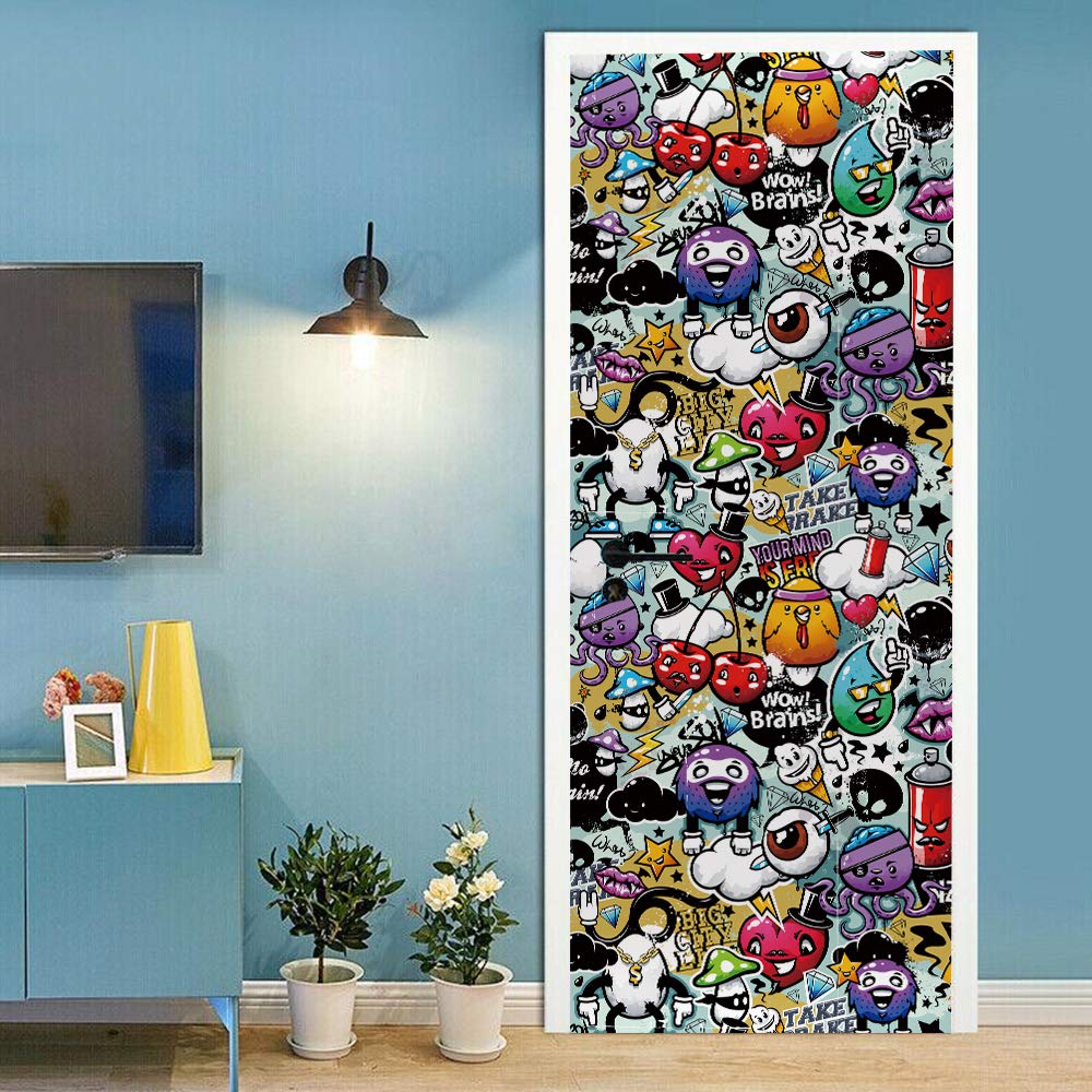Sticker de porte amovible animaux pour masquer les rayures