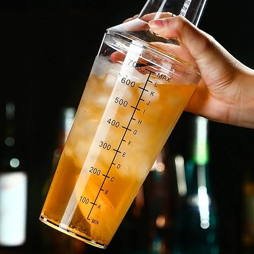 Miniatura 5 de Coctelera de plástico, coctelera transparente, juego de coctelera transparente, juego de coctelera de escala transparente, coctelera de bar,